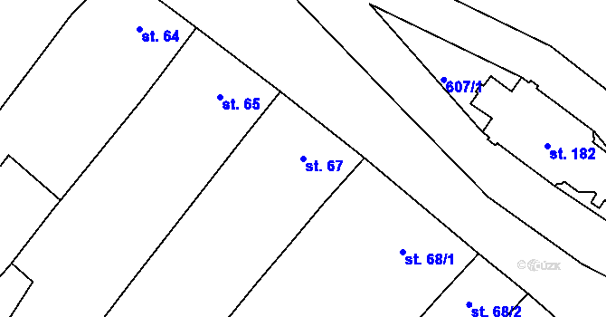 Parcela st. 67 v KÚ Lobodice, Katastrální mapa