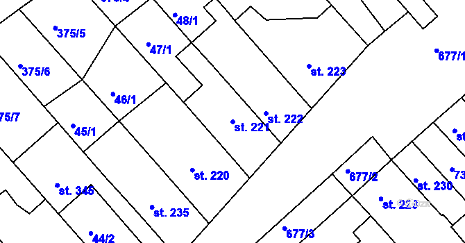 Parcela st. 221 v KÚ Lobodice, Katastrální mapa