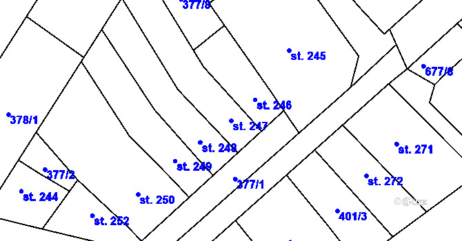 Parcela st. 247 v KÚ Lobodice, Katastrální mapa