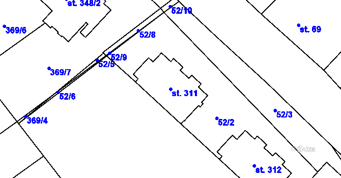 Parcela st. 311 v KÚ Lobodice, Katastrální mapa