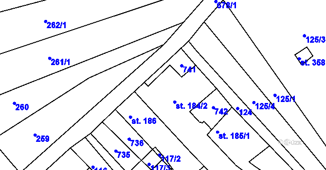 Parcela st. 369 v KÚ Lobodice, Katastrální mapa