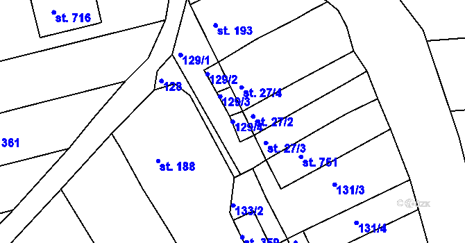 Parcela st. 129/4 v KÚ Lobodice, Katastrální mapa