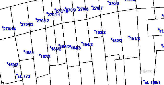 Parcela st. 154/2 v KÚ Lobodice, Katastrální mapa