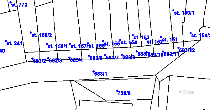Parcela st. 683/7 v KÚ Lobodice, Katastrální mapa