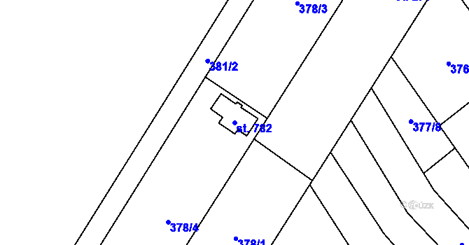 Parcela st. 782 v KÚ Lobodice, Katastrální mapa