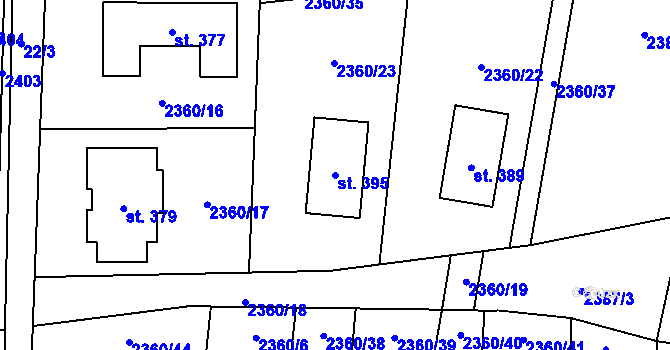 Parcela st. 395 v KÚ Ločenice, Katastrální mapa