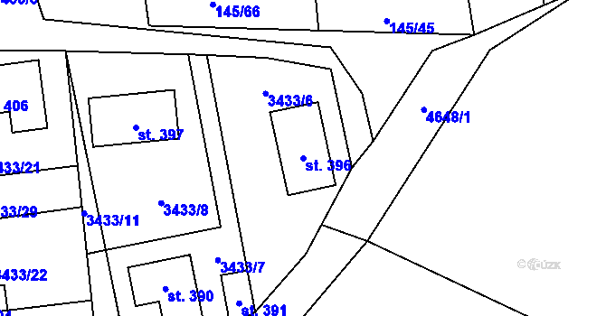 Parcela st. 396 v KÚ Ločenice, Katastrální mapa