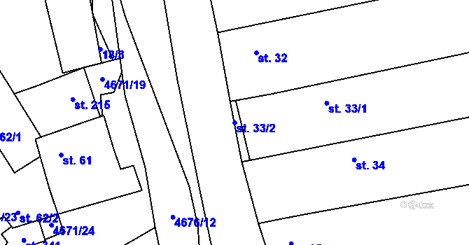 Parcela st. 33/2 v KÚ Ločenice, Katastrální mapa