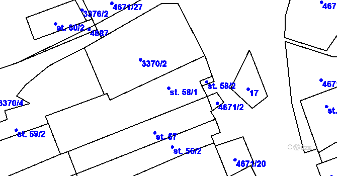 Parcela st. 58/1 v KÚ Ločenice, Katastrální mapa
