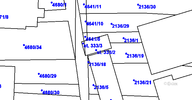 Parcela st. 333/2 v KÚ Ločenice, Katastrální mapa