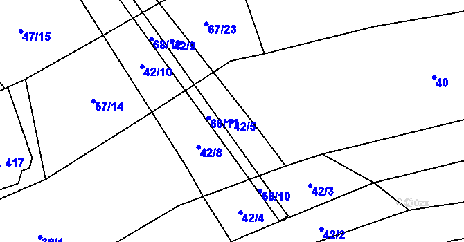 Parcela st. 42/5 v KÚ Ločenice, Katastrální mapa