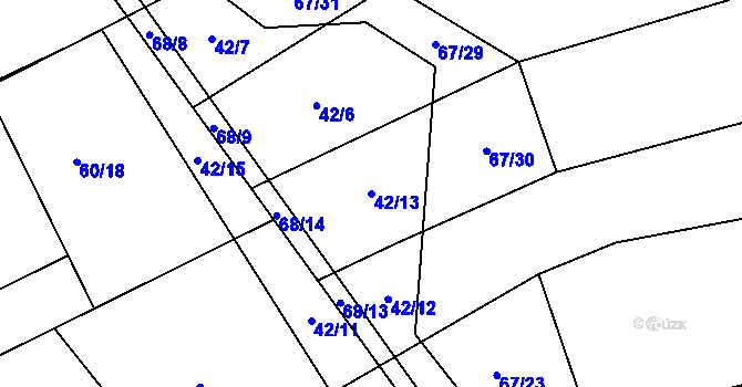 Parcela st. 42/13 v KÚ Ločenice, Katastrální mapa