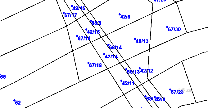 Parcela st. 42/14 v KÚ Ločenice, Katastrální mapa