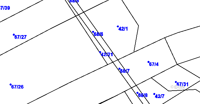 Parcela st. 42/21 v KÚ Ločenice, Katastrální mapa