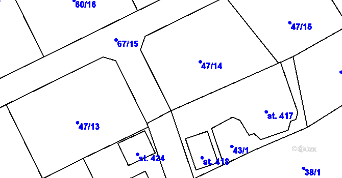 Parcela st. 47 v KÚ Ločenice, Katastrální mapa