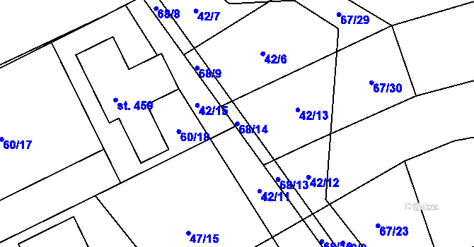 Parcela st. 68/14 v KÚ Ločenice, Katastrální mapa