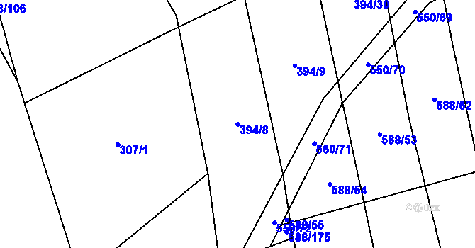 Parcela st. 394/8 v KÚ Ločenice, Katastrální mapa