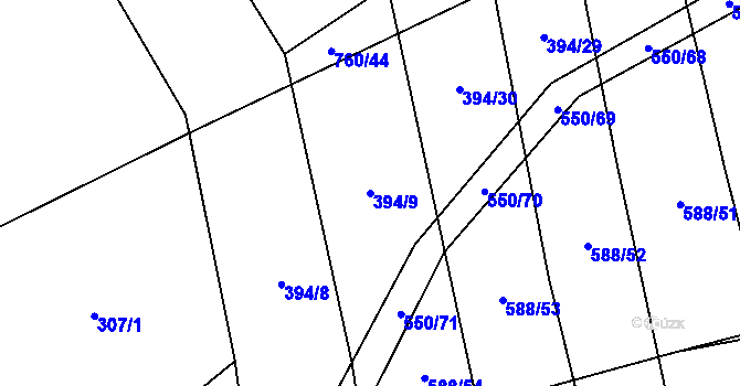 Parcela st. 394/9 v KÚ Ločenice, Katastrální mapa