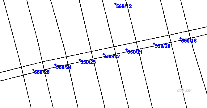 Parcela st. 550/22 v KÚ Ločenice, Katastrální mapa