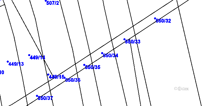 Parcela st. 550/34 v KÚ Ločenice, Katastrální mapa