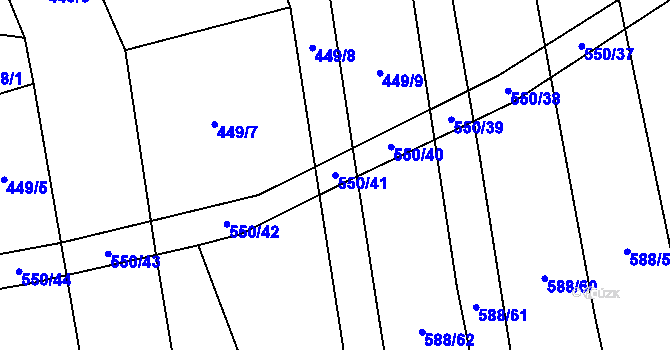 Parcela st. 550/41 v KÚ Ločenice, Katastrální mapa