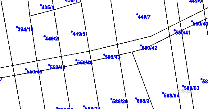 Parcela st. 550/43 v KÚ Ločenice, Katastrální mapa