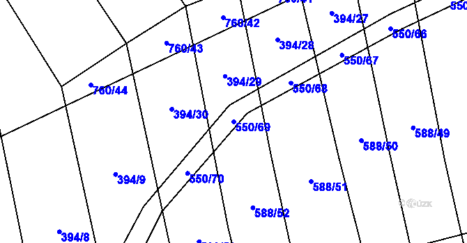 Parcela st. 550/69 v KÚ Ločenice, Katastrální mapa