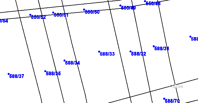Parcela st. 588/33 v KÚ Ločenice, Katastrální mapa