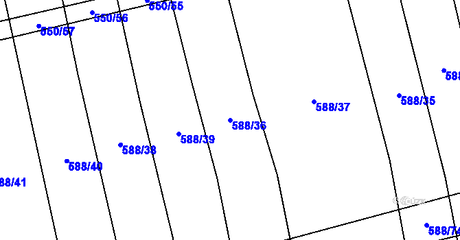 Parcela st. 588/36 v KÚ Ločenice, Katastrální mapa
