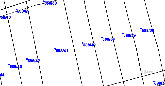 Parcela st. 588/40 v KÚ Ločenice, Katastrální mapa
