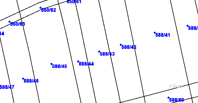 Parcela st. 588/43 v KÚ Ločenice, Katastrální mapa