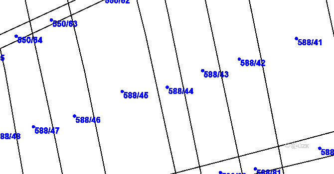 Parcela st. 588/44 v KÚ Ločenice, Katastrální mapa