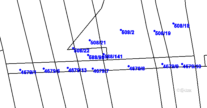 Parcela st. 588/141 v KÚ Ločenice, Katastrální mapa
