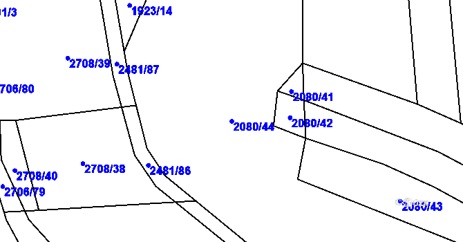 Parcela st. 2080/44 v KÚ Ločenice, Katastrální mapa