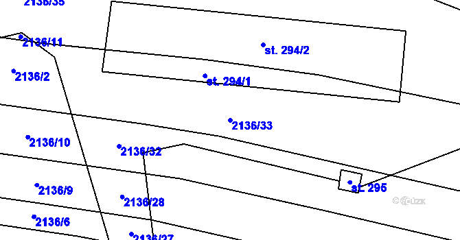 Parcela st. 2136/33 v KÚ Ločenice, Katastrální mapa