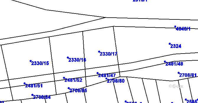 Parcela st. 2330/17 v KÚ Ločenice, Katastrální mapa