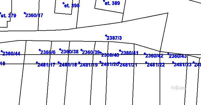 Parcela st. 2360/40 v KÚ Ločenice, Katastrální mapa