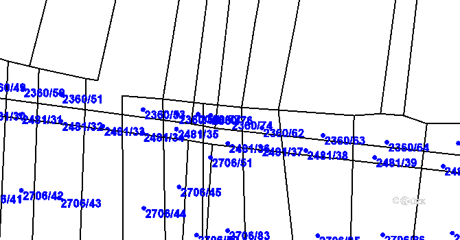 Parcela st. 2360/74 v KÚ Ločenice, Katastrální mapa