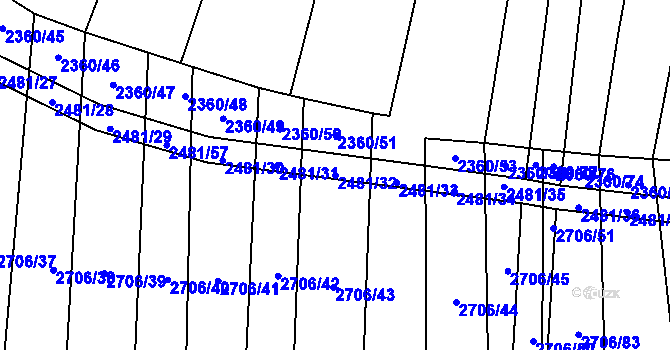 Parcela st. 2481/32 v KÚ Ločenice, Katastrální mapa