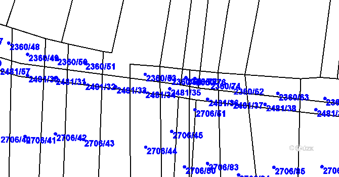 Parcela st. 2481/35 v KÚ Ločenice, Katastrální mapa