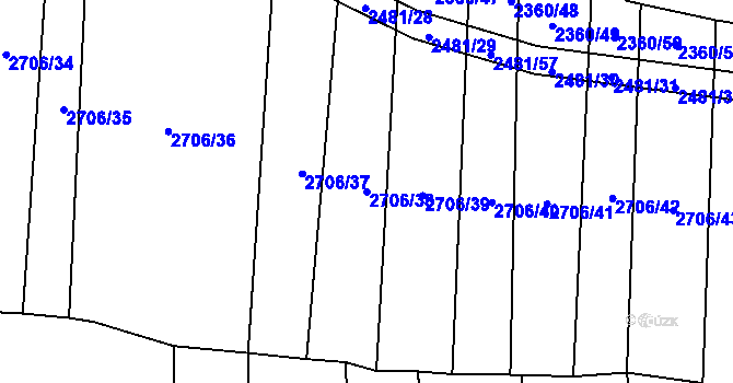 Parcela st. 2706/38 v KÚ Ločenice, Katastrální mapa