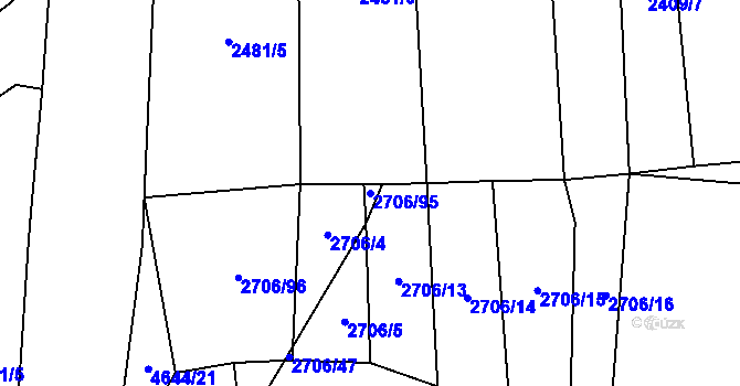 Parcela st. 2706/95 v KÚ Ločenice, Katastrální mapa
