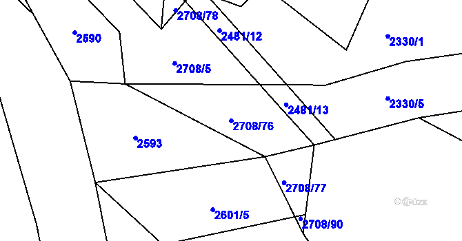 Parcela st. 2708/76 v KÚ Ločenice, Katastrální mapa