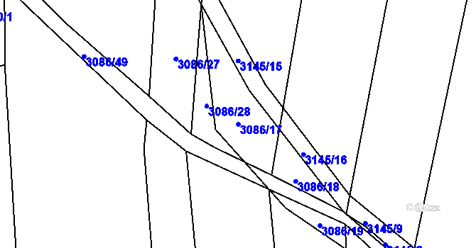 Parcela st. 3086/17 v KÚ Ločenice, Katastrální mapa