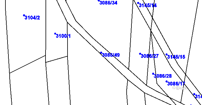 Parcela st. 3086/49 v KÚ Ločenice, Katastrální mapa
