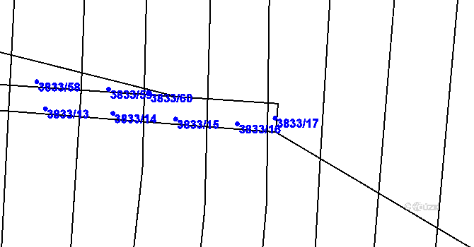 Parcela st. 3833/16 v KÚ Ločenice, Katastrální mapa