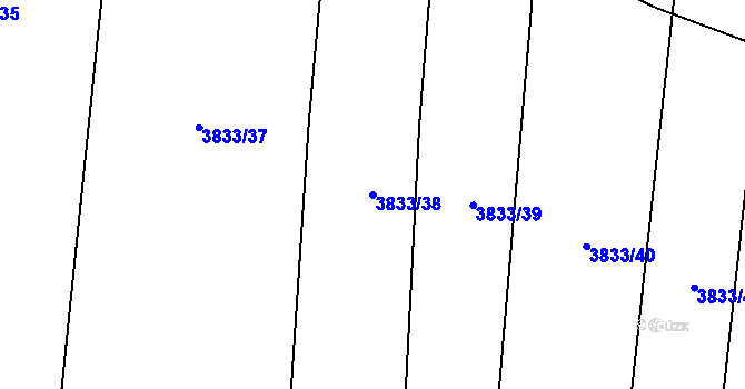 Parcela st. 3833/38 v KÚ Ločenice, Katastrální mapa