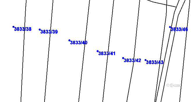 Parcela st. 3833/41 v KÚ Ločenice, Katastrální mapa