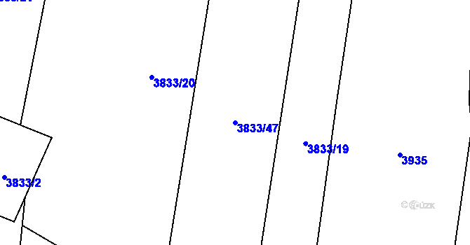 Parcela st. 3833/47 v KÚ Ločenice, Katastrální mapa