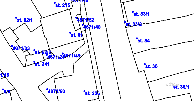 Parcela st. 4676/12 v KÚ Ločenice, Katastrální mapa